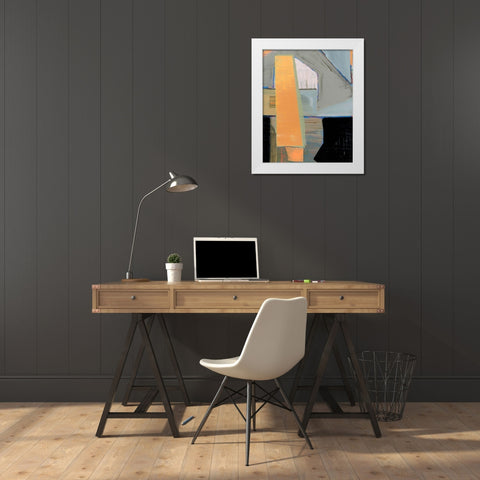 Orange Pinstripe I White Modern Wood Framed Art Print by Cartissi