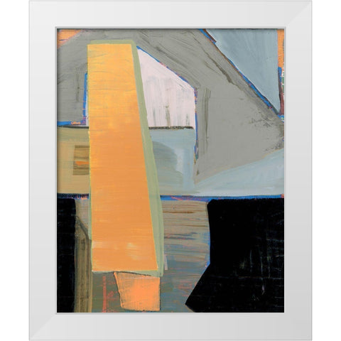 Orange Pinstripe I White Modern Wood Framed Art Print by Cartissi