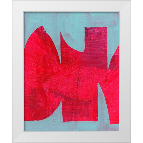 Magenta Ribbon I  White Modern Wood Framed Art Print by Cartissi