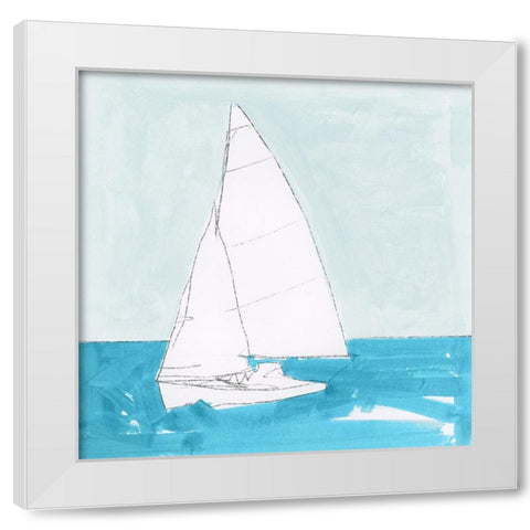 Clear Sky Sail  White Modern Wood Framed Art Print by Cartissi