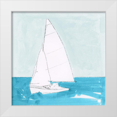 Clear Sky Sail  White Modern Wood Framed Art Print by Cartissi