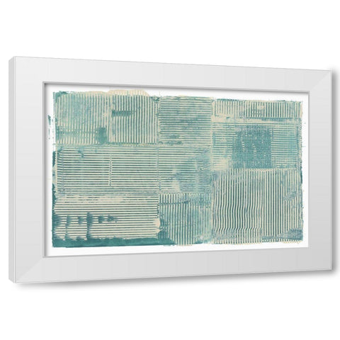 Teal Linework II White Modern Wood Framed Art Print by Cartissi