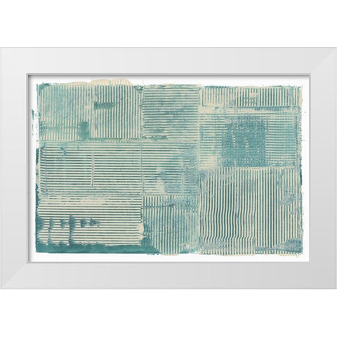 Teal Linework II White Modern Wood Framed Art Print by Cartissi