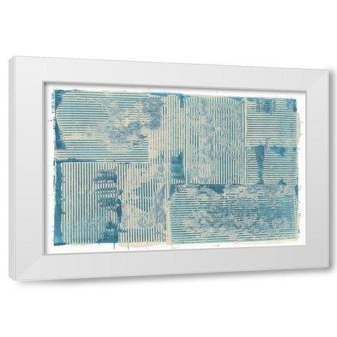 Teal Linework III White Modern Wood Framed Art Print by Cartissi