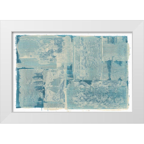 Teal Linework III White Modern Wood Framed Art Print by Cartissi