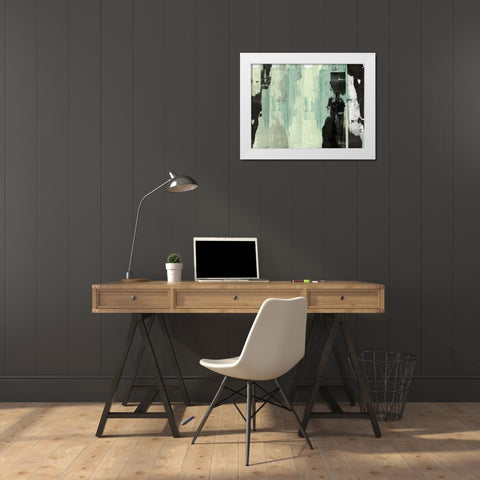 Green Energy II White Modern Wood Framed Art Print by Cartissi
