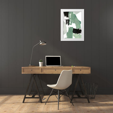 Flowing Green I  White Modern Wood Framed Art Print by Cartissi