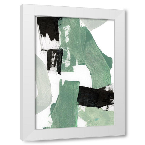 Flowing Green I  White Modern Wood Framed Art Print by Cartissi