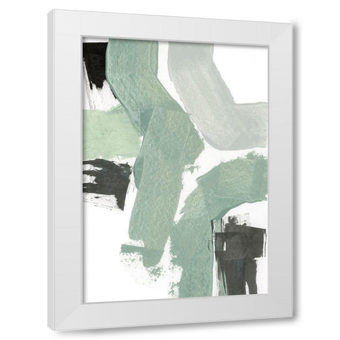 Flowing Green II White Modern Wood Framed Art Print by Cartissi
