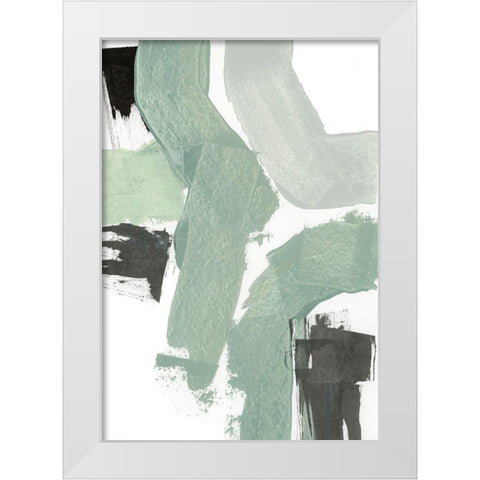 Flowing Green II White Modern Wood Framed Art Print by Cartissi