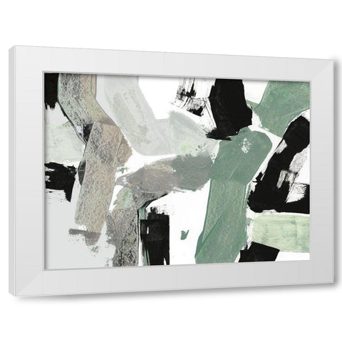 Flowing Green III White Modern Wood Framed Art Print by Cartissi