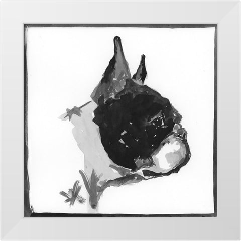 Boston Terrier White Modern Wood Framed Art Print by Cartissi