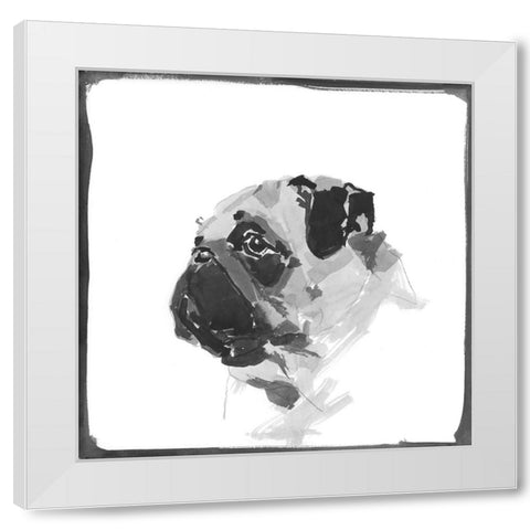 Pug White Modern Wood Framed Art Print by Cartissi