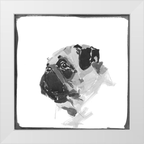 Pug White Modern Wood Framed Art Print by Cartissi