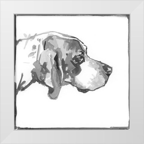 Foxhound White Modern Wood Framed Art Print by Cartissi