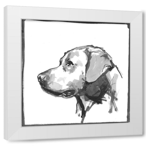 Golden Retriver White Modern Wood Framed Art Print by Cartissi