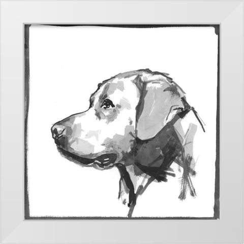 Golden Retriver White Modern Wood Framed Art Print by Cartissi