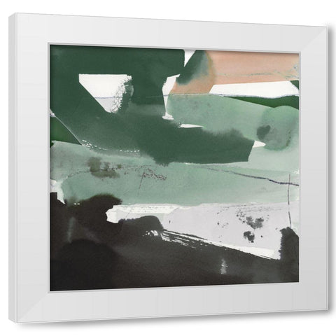 Notes of Green II White Modern Wood Framed Art Print by Cartissi