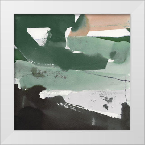 Notes of Green II White Modern Wood Framed Art Print by Cartissi