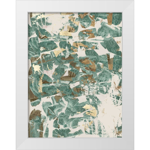 Golden Flakes II White Modern Wood Framed Art Print by Cartissi