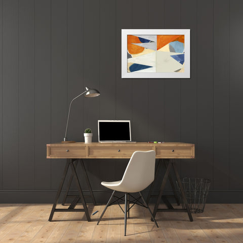 Overlapping Shapes II White Modern Wood Framed Art Print by Cartissi