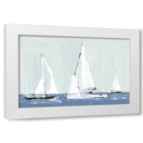 Three Sails White Modern Wood Framed Art Print by Cartissi
