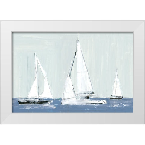 Three Sails White Modern Wood Framed Art Print by Cartissi