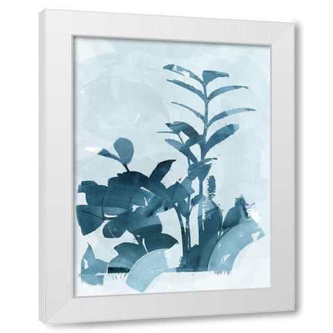 Blue Seaweed I White Modern Wood Framed Art Print by cartissi