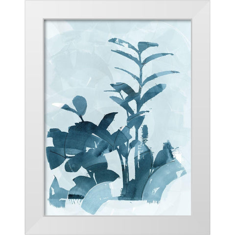 Blue Seaweed I White Modern Wood Framed Art Print by cartissi