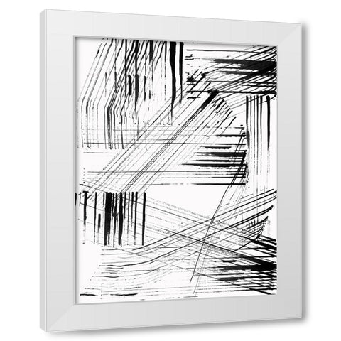 Black Strokes I  White Modern Wood Framed Art Print by Cartissi