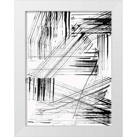 Black Strokes I  White Modern Wood Framed Art Print by Cartissi