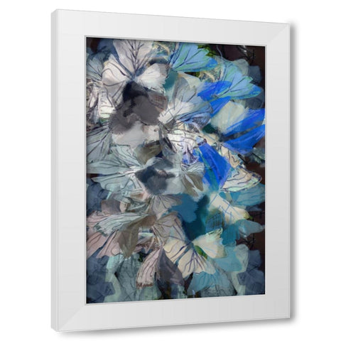 Midnight Blue Florals I White Modern Wood Framed Art Print by Cartissi