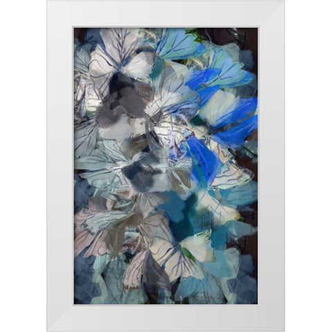 Midnight Blue Florals I White Modern Wood Framed Art Print by Cartissi