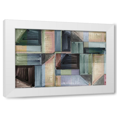 Pieces of Puzzle I White Modern Wood Framed Art Print by Cartissi