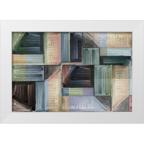 Pieces of Puzzle I White Modern Wood Framed Art Print by Cartissi