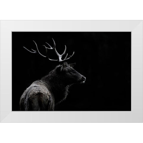 Mei - The Deer Soul White Modern Wood Framed Art Print by 1x