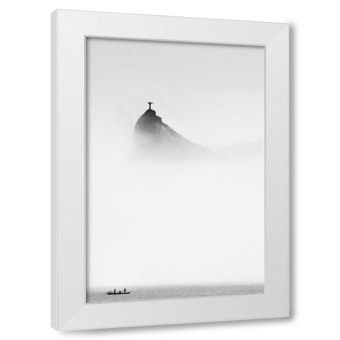 Cole - Cristo in the Mist White Modern Wood Framed Art Print by 1x