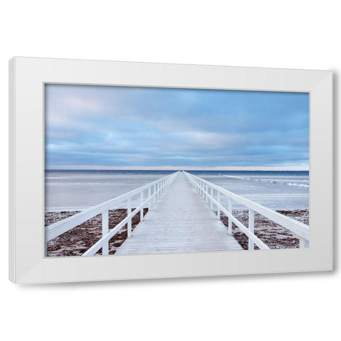 The Bridge White Modern Wood Framed Art Print by Oleksinski