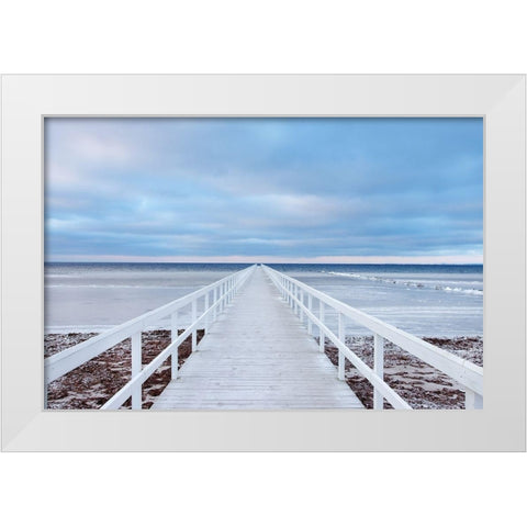 The Bridge White Modern Wood Framed Art Print by Oleksinski