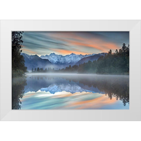 Metro - Pastel Hues White Modern Wood Framed Art Print by 1x