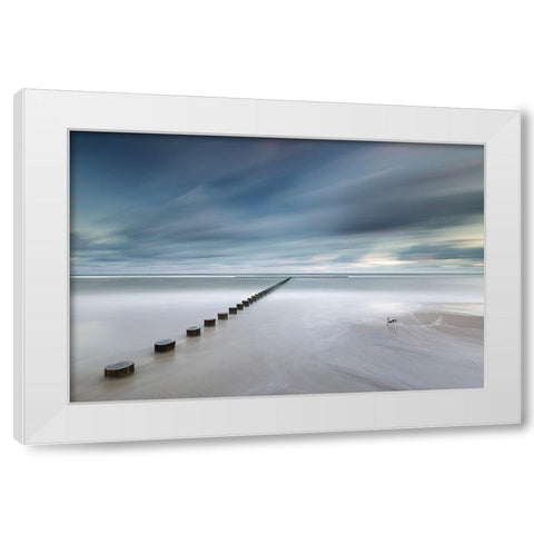 T White Modern Wood Framed Art Print by Nebelski