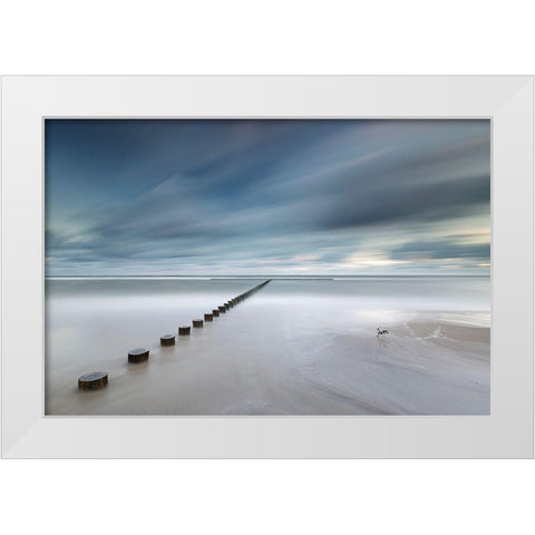 T White Modern Wood Framed Art Print by Nebelski