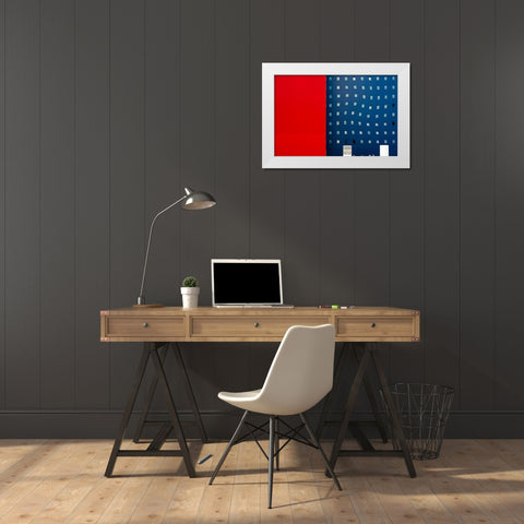 Red White And Blue White Modern Wood Framed Art Print by Pearson