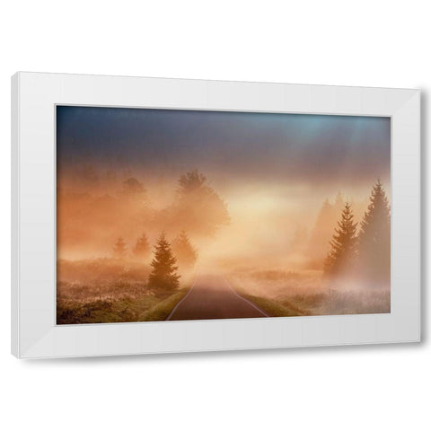 Motl - Magical morning White Modern Wood Framed Art Print by 1x