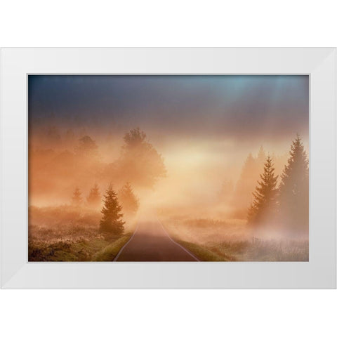 Motl - Magical morning White Modern Wood Framed Art Print by 1x