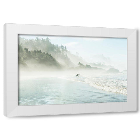 Catching the Morning Surf White Modern Wood Framed Art Print by Suhrie