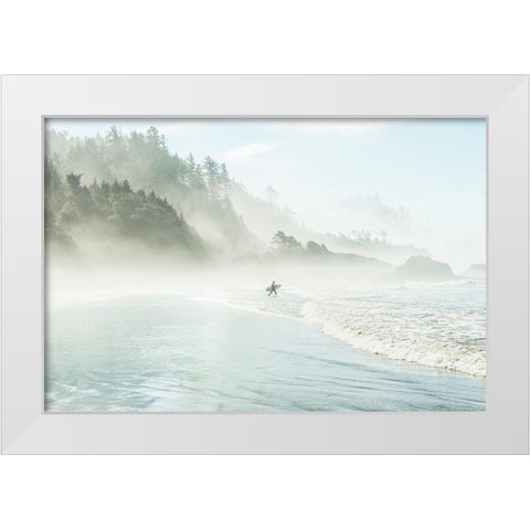 Catching the Morning Surf White Modern Wood Framed Art Print by Suhrie