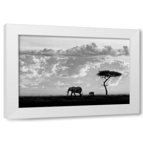 Moreno - Silhouettes of Mara White Modern Wood Framed Art Print by 1x