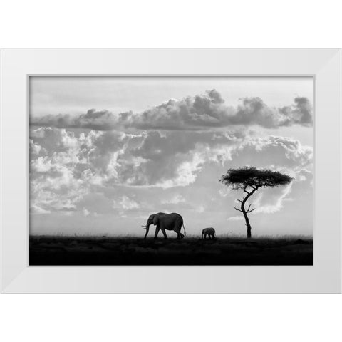 Moreno - Silhouettes of Mara White Modern Wood Framed Art Print by 1x