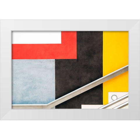 Colour Block White Modern Wood Framed Art Print by Wride